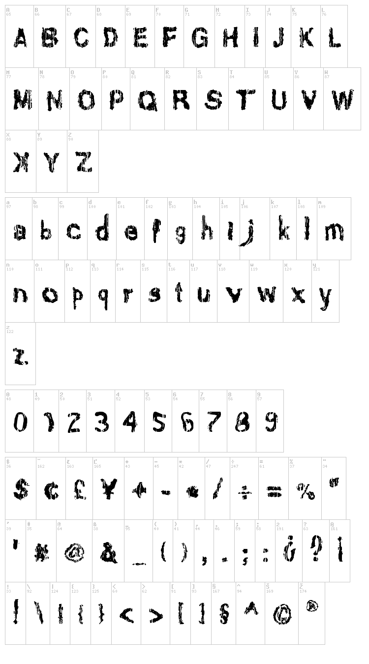 Ashes To Ashes font map